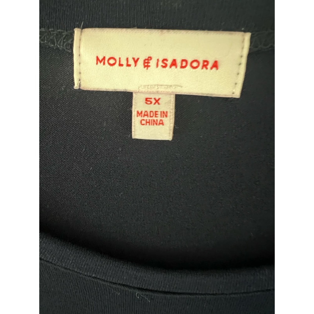 Molly & Isadora Womens 5X Plus Shirt Solid Black Top Long Sleeves Tunic - Picture 3 of 6
